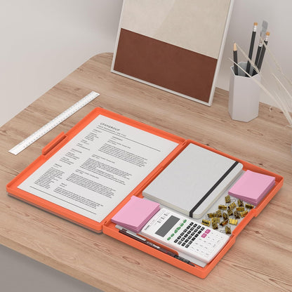 Rimilak Plastic Clipboard with Storage, Side Opening with 2 Compartment, Size 13.3 x 9.4 x 1.5 Heavy Duty High Capacity Nursing Box for Work School & Office Supplies, Black
