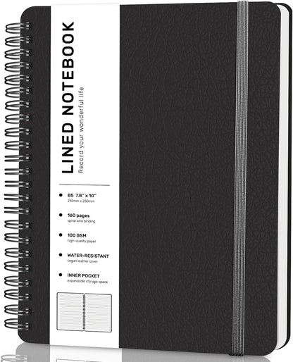 ABERLLS Lined Spiral Journal Notebook with 160 Pages, 8×5.7in, A5 Spiral Notebook, Journaling Notebooks for Work, School, Women, Men, College Ruled Spiral Notebook, Hardcover Leather Journals, Blue