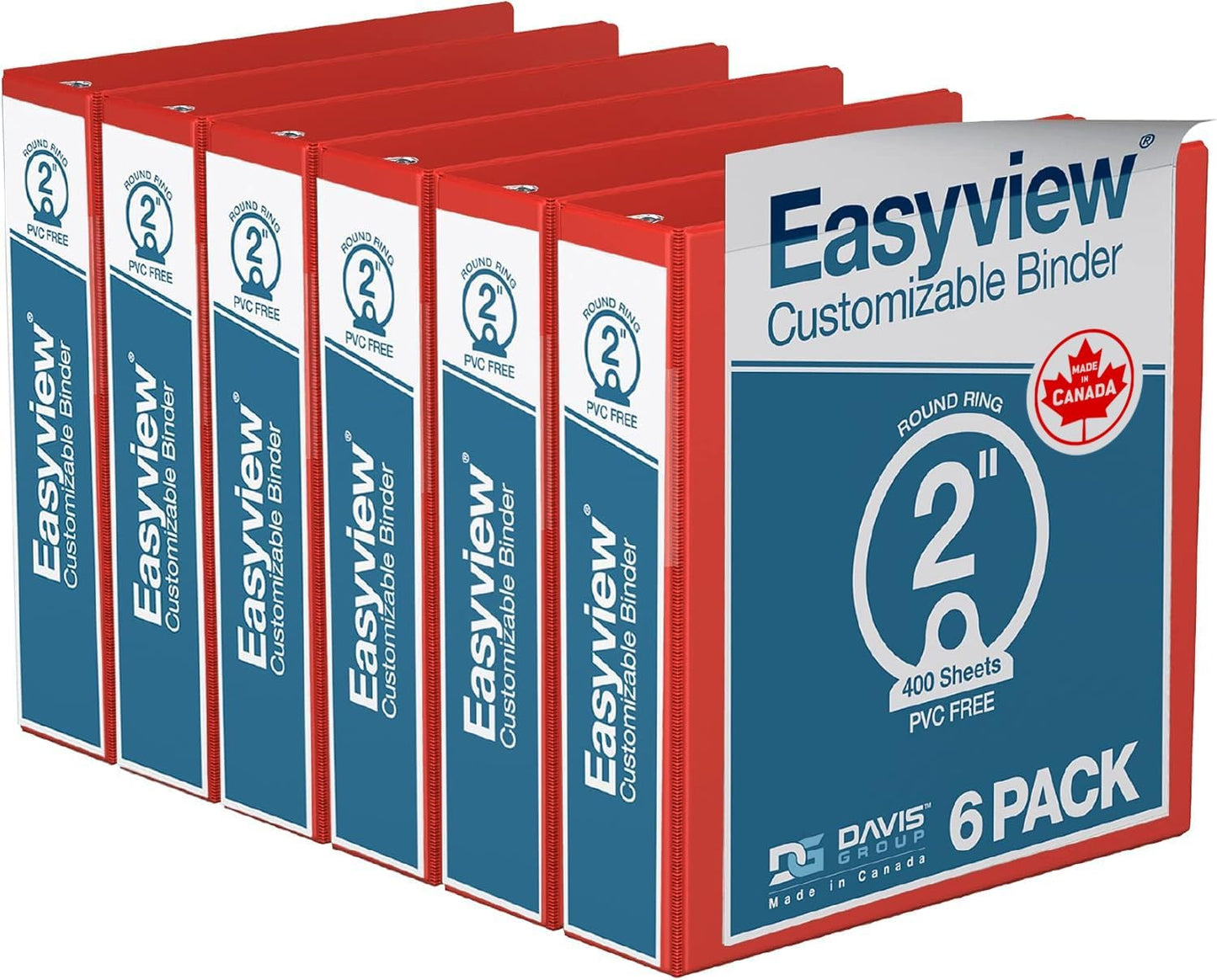 Easyview Premium 3-Ring Binders with Clear-View Covers and Round Rings, Binders for School or Office, 1 Inch, Pack of 6, Navy Blue