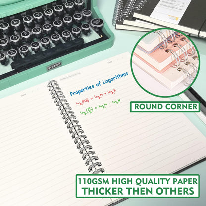 OWSC 4 Pack Lined Spiral Notebook, 5.9 x 8.3 Inches Notebooks for Work, School and Journal with 110 GSM Thick Paper, Small Notebook with 80 Sheets/160 Pages, Notebooks College Ruled for Note Taking
