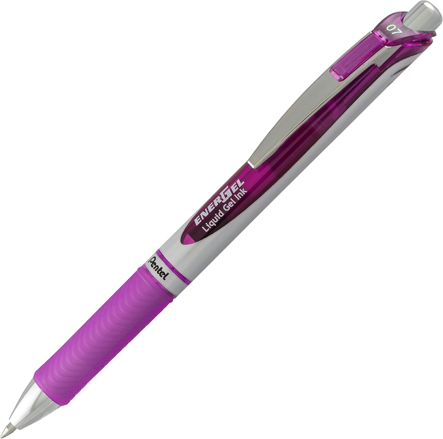 Pentel EnerGel RTX Retractable Liquid Gel Pen, Medium Line, Metal Tip, Pink/Violet Ink, 2-Pack (BL77BP2PV)