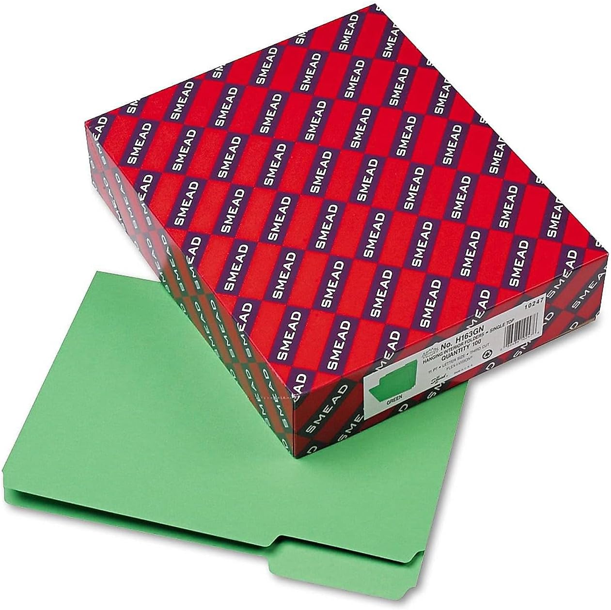 Smead Interior File Folder, 1/3-Cut Tab, Letter Size, Aqua, 100 per Box, Expandable File Folders for Filing Cabinet