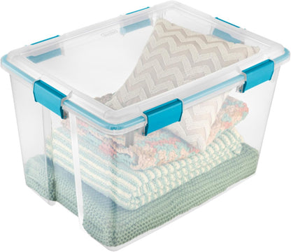 Sterilite 4-Pack Gasket Box, Weather-Resistant Storage Bins with Latching Lids, 32 Quart - Heavy-Duty Organizing Containers for Closet, Bathroom, and Office