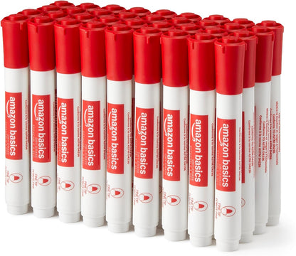Amazon Basics Low-Odor Dry Erase Whiteboard Markers, Fine Tip, Quick-Dry, Black, 36-Pack