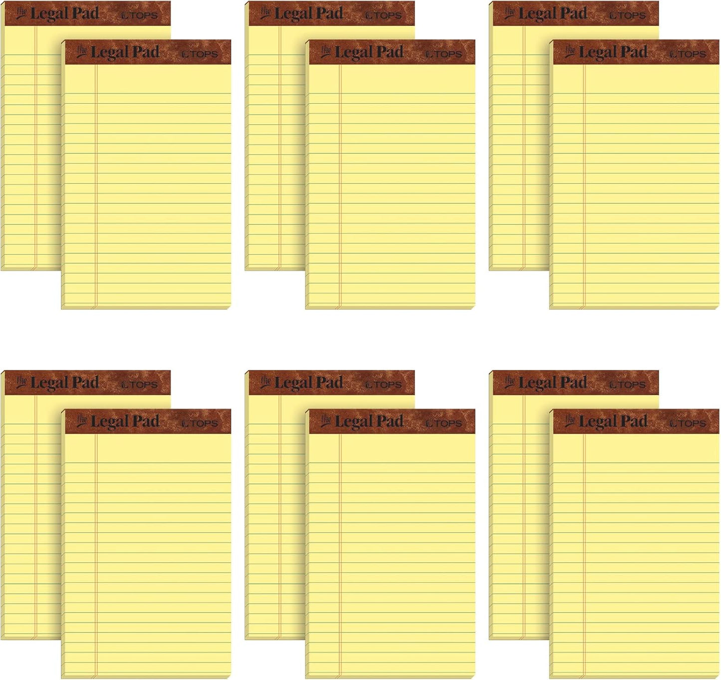 TOPS 5 x 8 Legal Pads, 12 Pack, The Legal Pad Brand, Narrow Ruled, Yellow Paper, 50 Sheets Per Writing Pad, Made in the USA (7501)