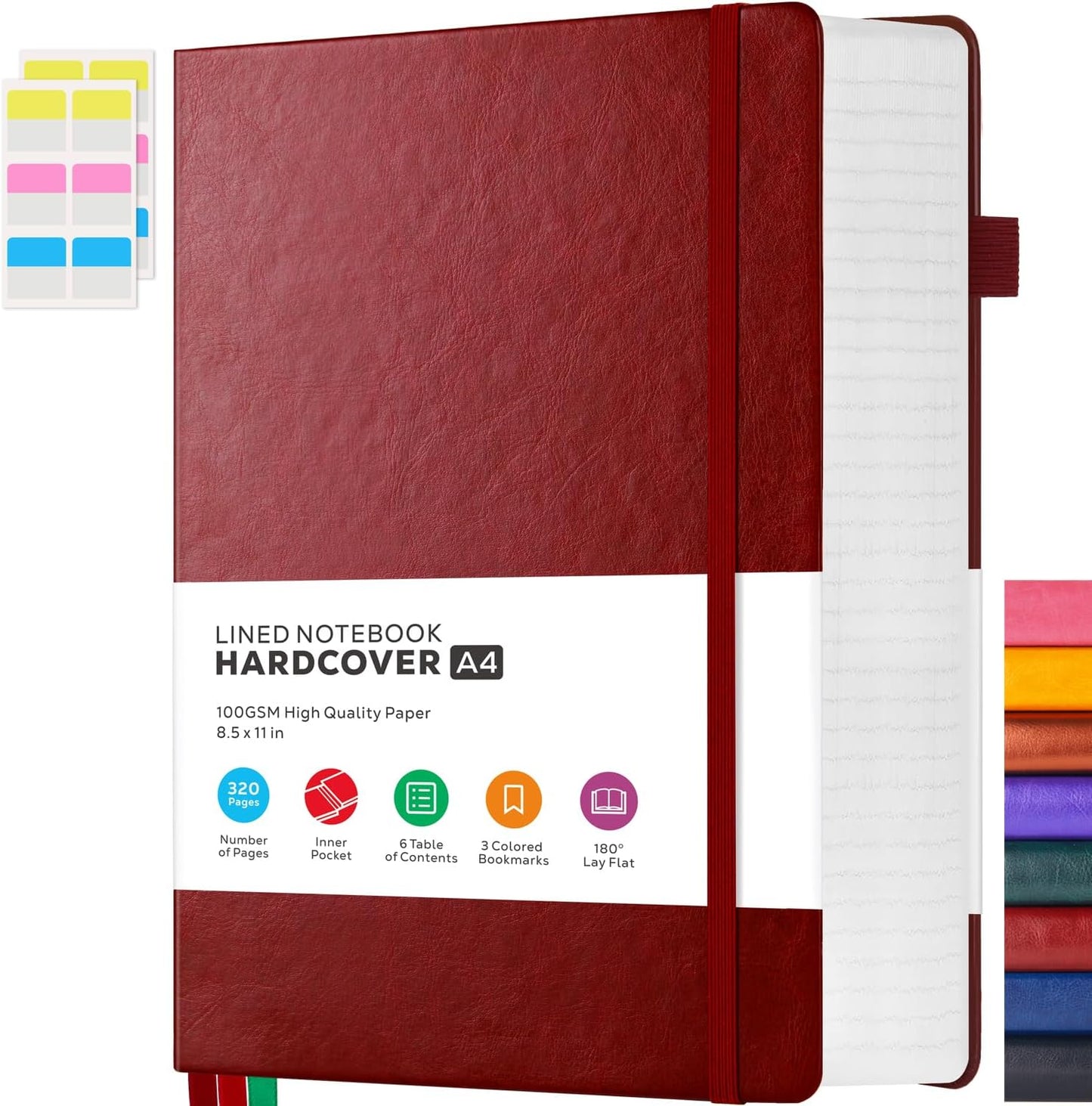 Hardcover Lined Notebook Journal for Writing, 320 Pages Leather Thick College Ruled Notebook Journal with 100GSM Paper, A5 (5.7'' X 8.4'') Daily Journal for Women Men Work Organization, Black