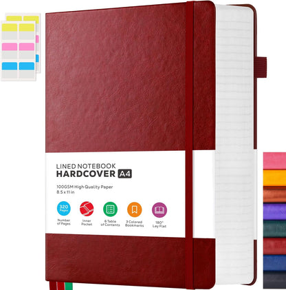 Hardcover Lined Notebook Journal for Writing, 320 Pages Leather Thick College Ruled Notebook Journal with 100GSM Paper, A5 (5.7'' X 8.4'') Daily Journal for Women Men Work Organization, Black