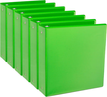 CIXILDTS 1-Inch Round Ring Binders, Standard 3 Ring Binder Fit Letter Size Paper, Presentation View Binders, 6 Packs, Assorted