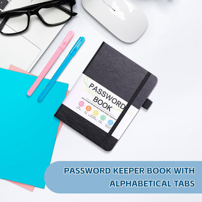 MOSA BEAR Password Keeper Book with Alphabetical Tabs，4.3"x5.7" Small Password Books for Seniors Password Notebook for Internet Website Address Log in Detail（Dark Blue）