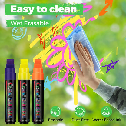 8 Pack Liquid Chalk Markers,Dry Erase Markers & Window Markers for Blackboards,Chalkboard Menu Board & Glass Car Window