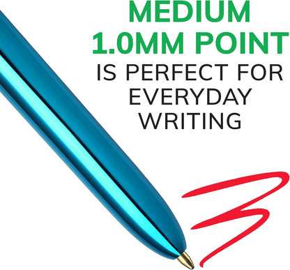 BIC 4-Color 3+1 Retractable Ballpoint Pen with Red, Blue, Black Ink and 0.7 mm Mechanical Pencil, 1-Count in Assorted Ink