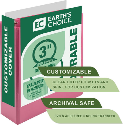 Samsill Plant-Based 2 Inch Durable Round Ring, View Binder, Eco-Friendly, USDA Certified Biobased, Single, Turquoise