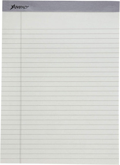 Ampad Evidence Pastel Perforated Pad, Size 8-1/2 x 11-3/4, Assorted ( Blue, Gray, Orchid), Legal Ruling, 50 Sheets per Pad, 6 Pack (20-602R)