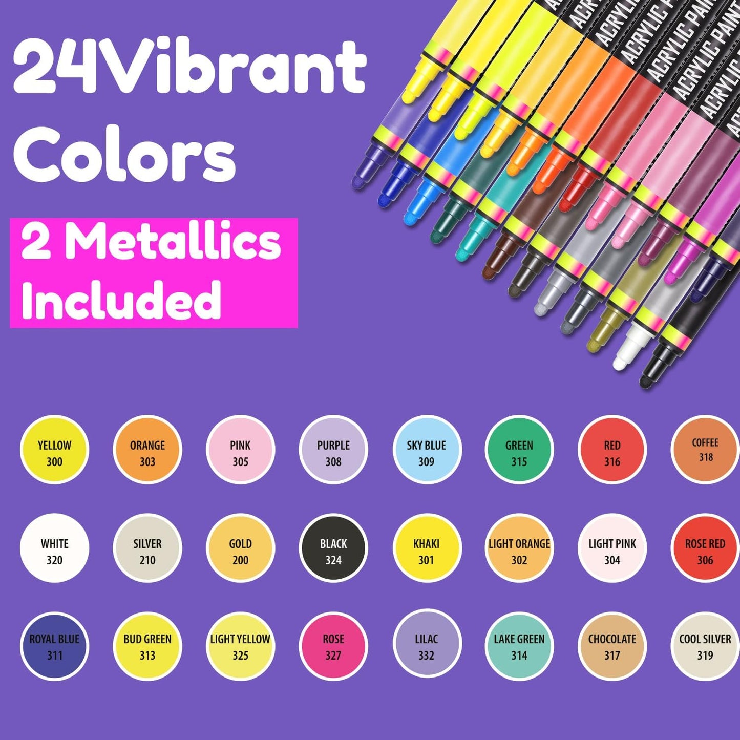 Acrylic Paint Markers Dual Tip (12 Pack) - Acrylic Markers Paint Pens for Rocks - Bold Acrylic Paint Pens Fine Tip and Dot Tip - Fabric Makers Permanent for Clothes Water Based Markers - Chalky Crown