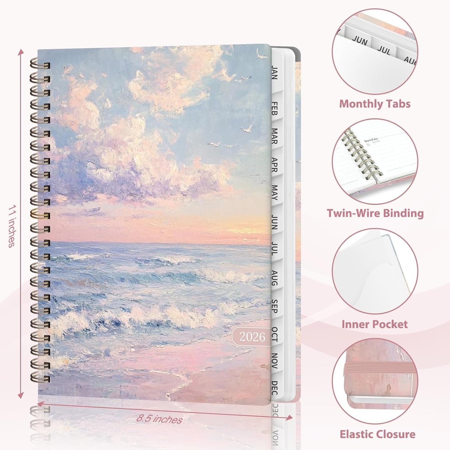 Planner 2026-2027, Weekly and Monthly Academic Year Calendar Planner, July 2026 - June 2027, Daily Agenda Book for Office School Supplies, A5(6.3'' x 8.5'')