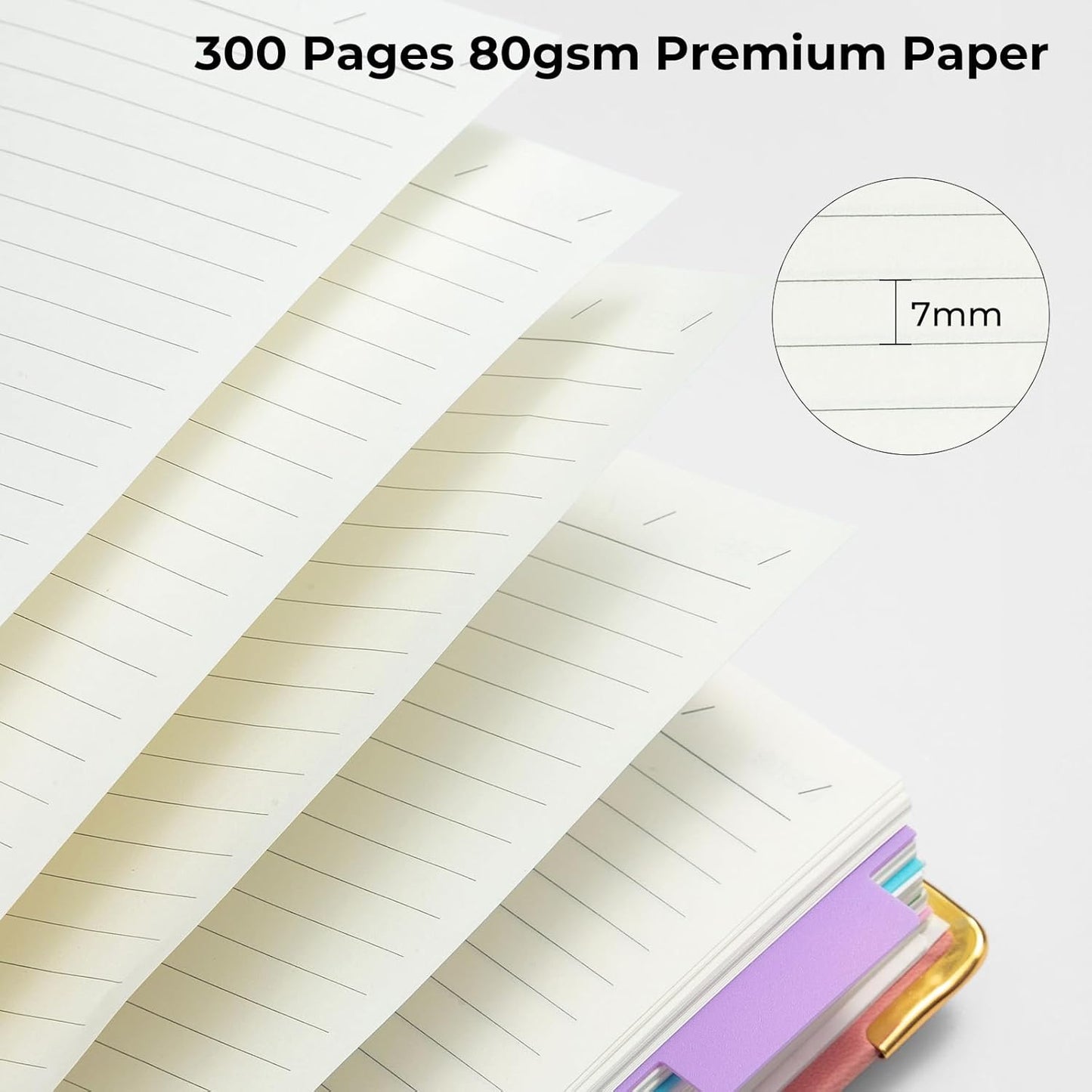 M&G Hardcover Spiral Notebook, 5 Subject Noteboook College Ruled 300 Page, Large 8"x10" B5 Notebooks for Work School, Lined Journal for Women & Men, Black
