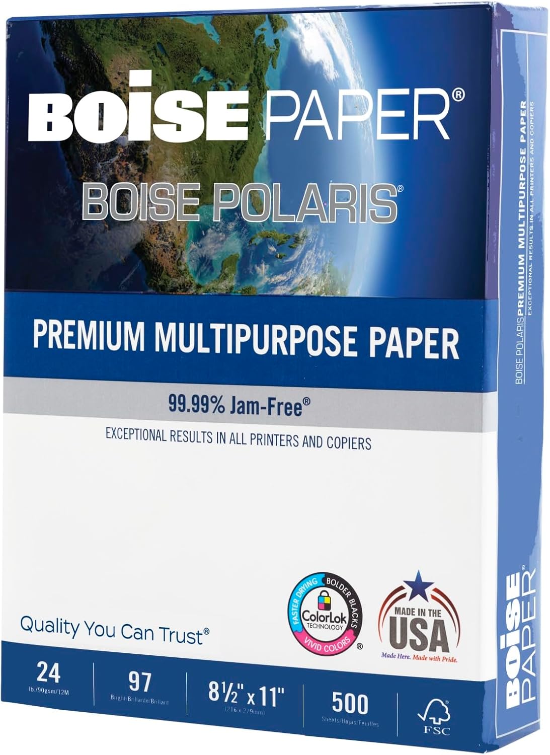 Boise Paper Premium Multipurpose Copy Paper | 8.5" x 11" Letter | 97 Bright White, 24 lb. | 10 Ream Carton (5,000 Sheets)