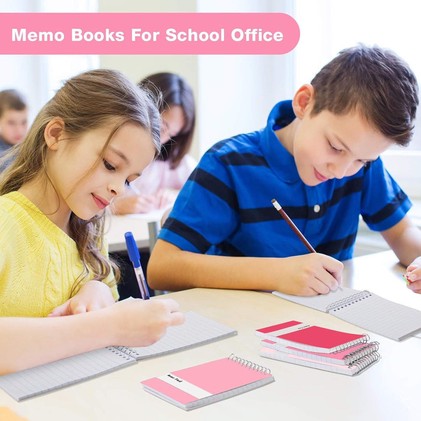 Thenshop 100 Pads Spiral Memo Pads Bulk 3 x 5 Inch Small Pocket Notepad Top Bound Lined 60 Sheets Mini Notebooks for School College Office Home Supplies (Fresh Colors)