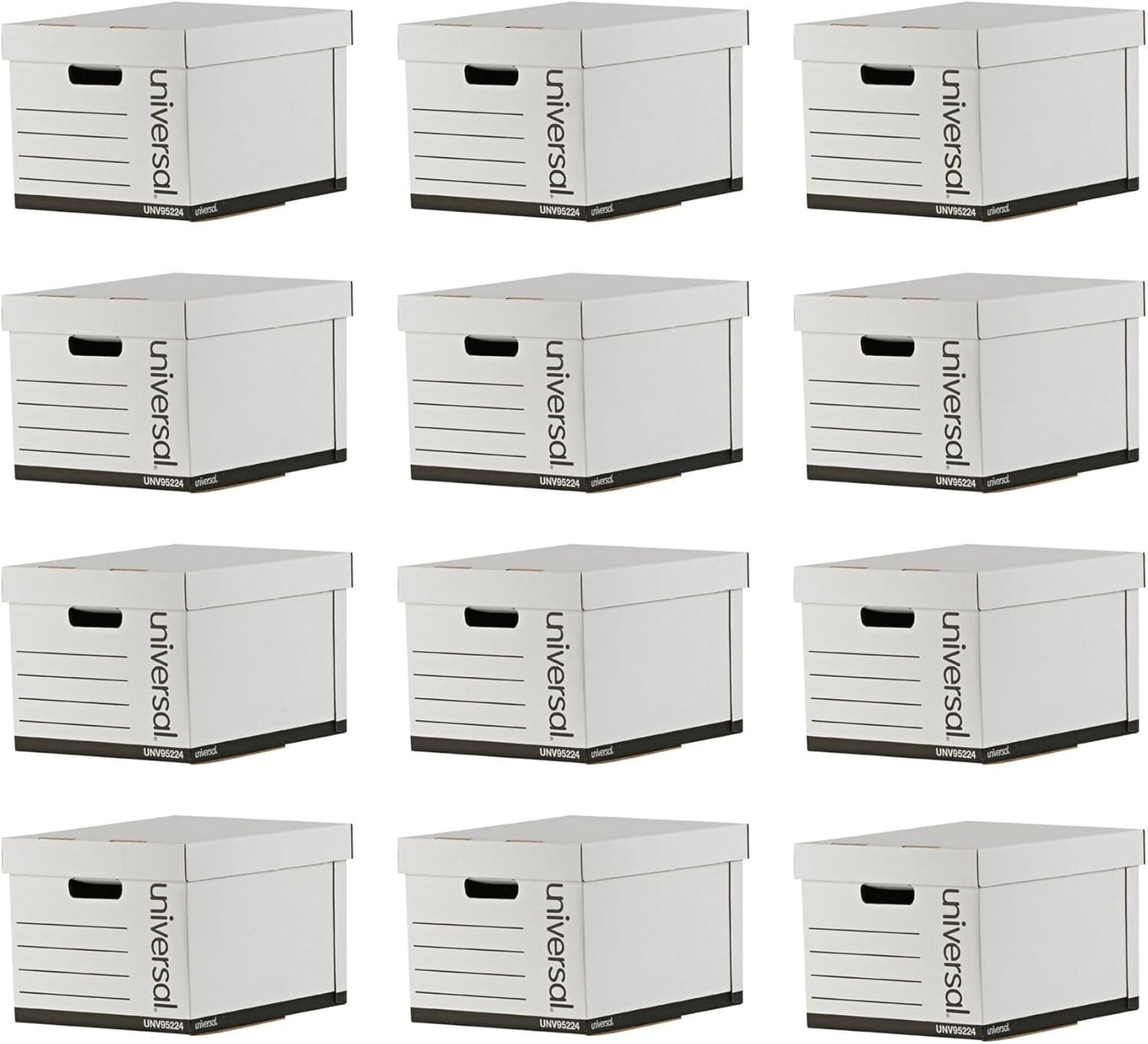 Universal Basic-Duty Economy Record Storage Boxes, 10 Pack, Letter/Legal Files, 12" x 15" x 10", White,