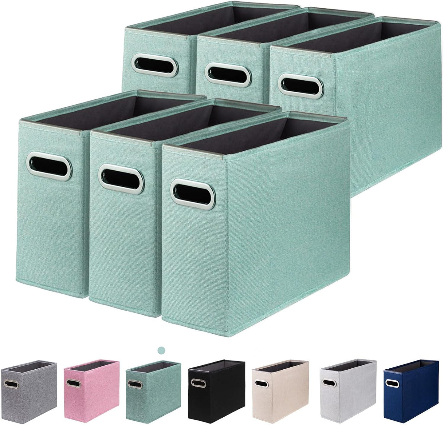 4 Packs Letter Size File Organizer, File Folders Organizer, Fabric Storage Box, Collapsible Paper Organizer with Metal Handle, Smooth PVC Rails, Only Box (Beige)