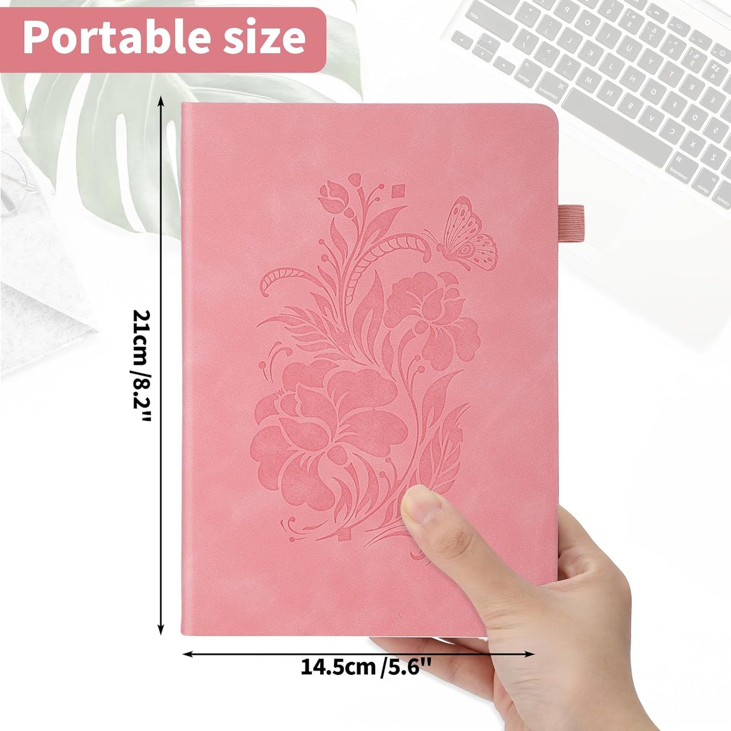 Thboxes 80 Sheets Lined Journal Notebook, 5.7" X 8.3" Hardcover Executive Notebook for Student Worker Women Men, Notepads Journals for Writing Travel & Organization, Nurses Week Gifts, Pink