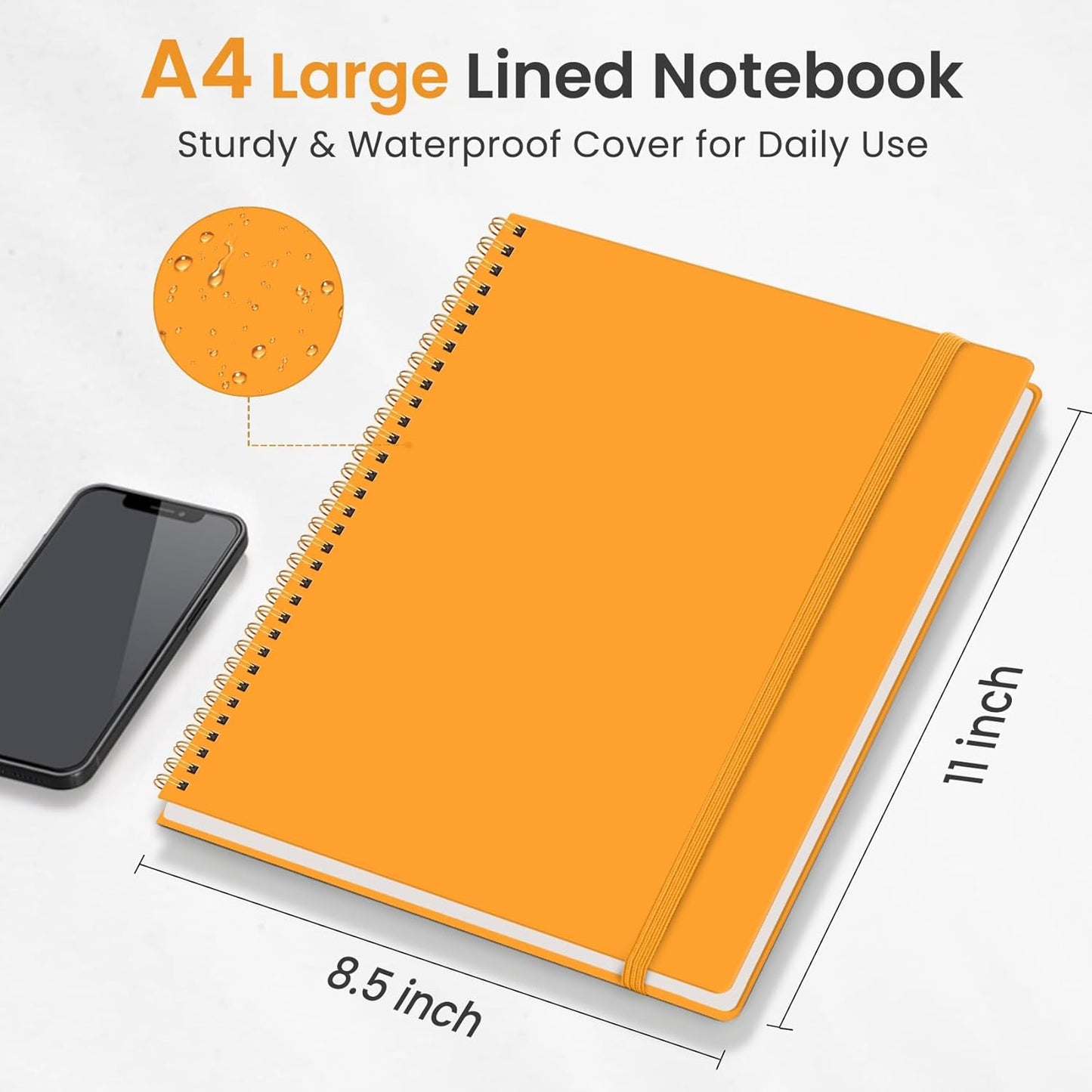 Taja Spiral Lined Notebook, 8.5"x11" Notebooks for Work, Large A4 Journal for Women & Men, College Ruled Journaling Notebook for Writing, Plastic Cover Spiral Journal, Green