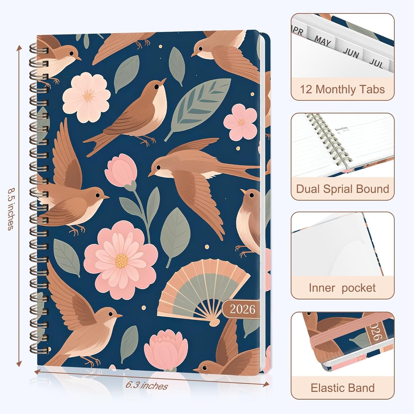 Planner 2026-2027, Weekly and Monthly Academic Year Calendar Planner, July 2026 - June 2027, Daily Agenda Book for Office School Supplies, A5(6.3'' x 8.5'')