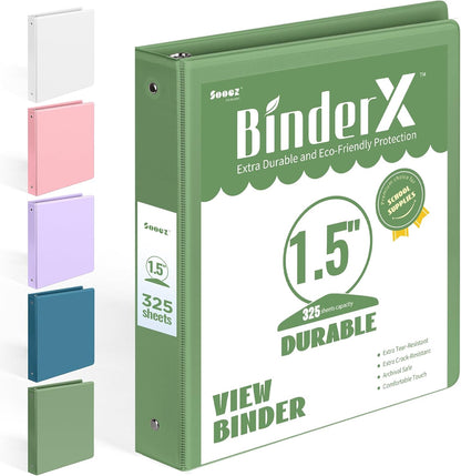 BinderX Extra Durable 3 Ring Binder, Round Rings 1 Inch Binder, Fits 175 Sheets of 8.5x11 Paper, Customizable View Cover with Inside Pockets, Cute 1" Binders, 1 Inch Binders 3 Ring, Pink