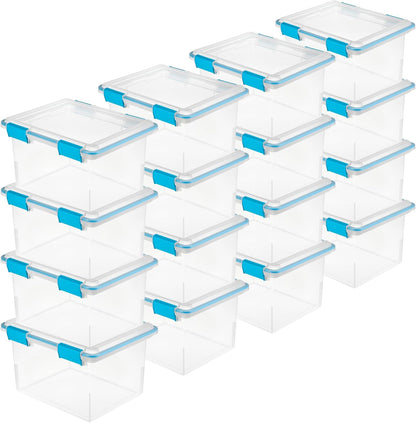 Sterilite 4-Pack Gasket Box, Weather-Resistant Storage Bins with Latching Lids, 32 Quart - Heavy-Duty Organizing Containers for Closet, Bathroom, and Office