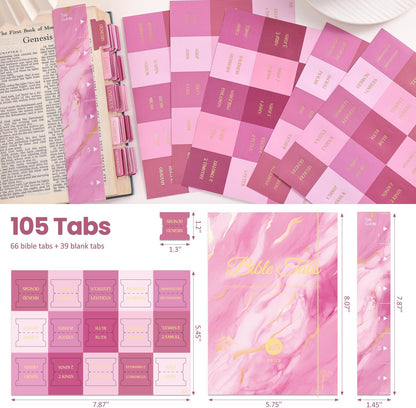 Laminated Bible Tabs, Gold Foil Embossed Lettering Bible Chapter Index Tabs for Women Men, Reposition Large Print Sticky Labels, Easy to Read and Apply, 105Chapters Labels for Easy Navigation (Black)