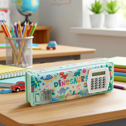 Henoyso Multifunctional Pencil Box for Girls Butterfly Pencil Case with Calculator and Sharpener Cool Cute Pencilcase School Supplies Essentials Christmas Birthday Gift Present for Kids Teens