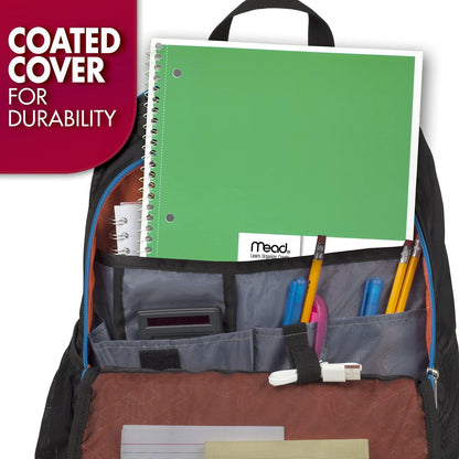 Mead Spiral Notebook, 1 Subject, Wide Ruled Paper, 7-1/2" x 10-1/2", 70 Sheets, Color Will Vary (05510)