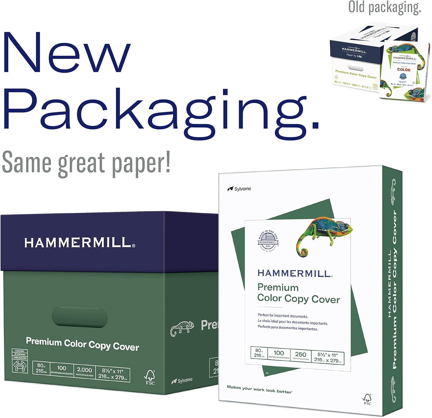 Hammermill Cardstock, Premium Color Copy, 100 lb, 8.5x11 - 1 Pack (250 Sheets) - 100 Bright, Made in the USA Card Stock, 120024R, White