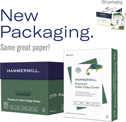 Hammermill Cardstock, Premium Color Copy, 100 lb, 8.5x11 - 1 Pack (250 Sheets) - 100 Bright, Made in the USA Card Stock, 120024R, White