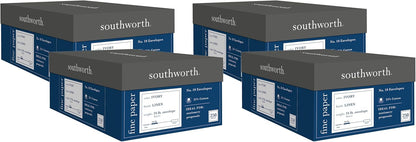 Southworth FSC Certified 55% Recycled 25% Cotton Linen Business Envelopes, #10 (4 1/8in x 9 1/2in), 24 Lb, Ivory, Box Of 250, J564-10