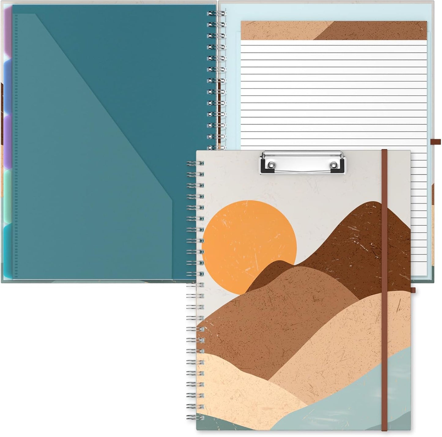 Hongri Clipboard Folio with Refillable Lined Notepad, 8.5 x 11 Folders with Storage 10 Pockets, Spiral Portfolio, Size 12.8X 9.7 in, Office & School Supplies, Skeleton