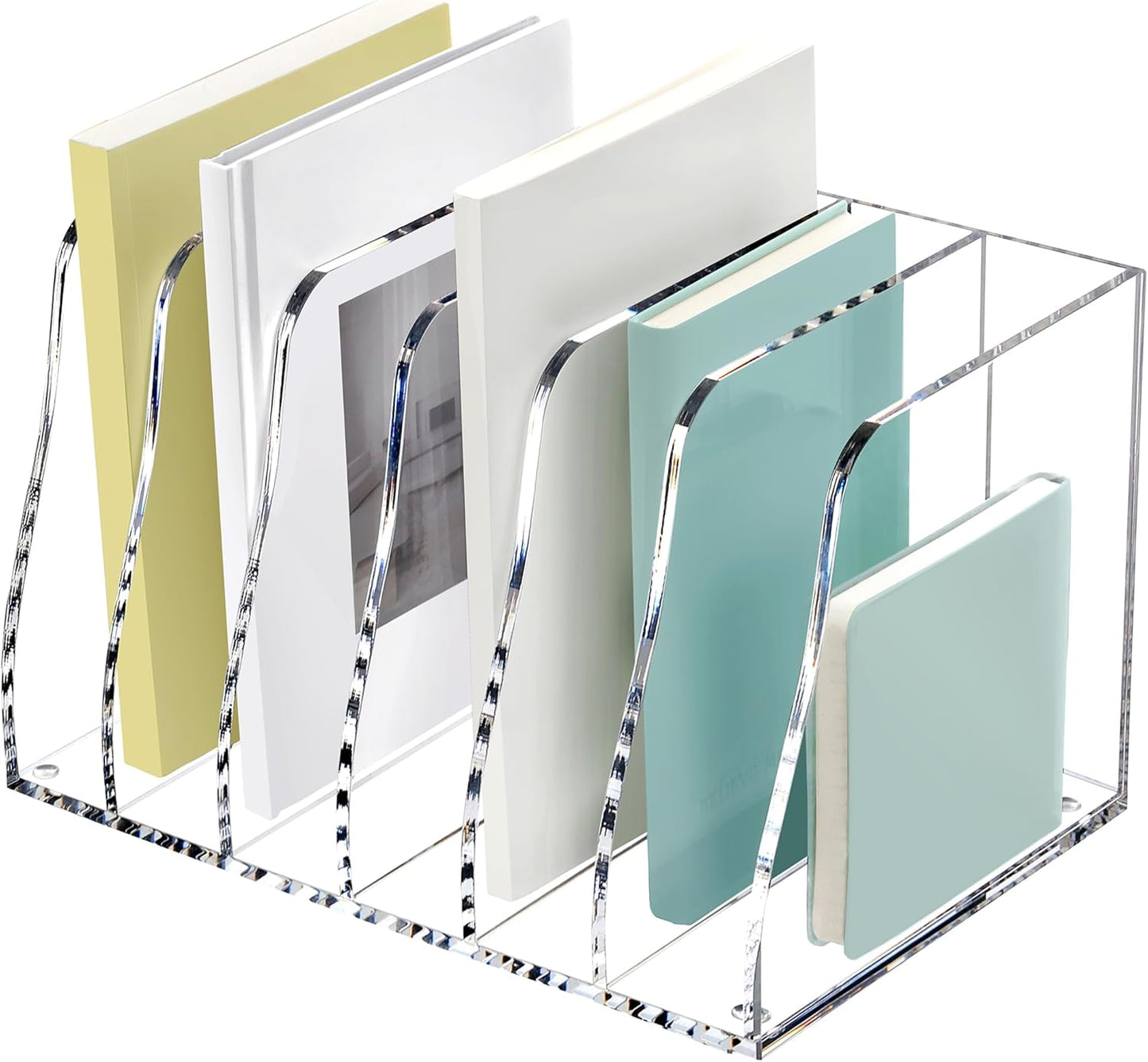 SANRUI 2-Pack Acrylic Magazine File Holder Desk Organizer Magazine Rack, Clear, Vertical File Sorter Holders, 9.45" D x 3.54" W x 10.24" H