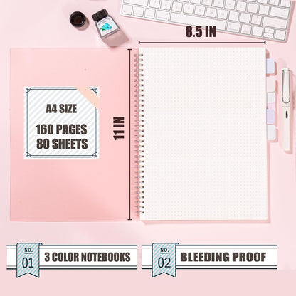 OWSC 4 Pack Lined Spiral Notebook, 5.9 x 8.3 Inches Notebooks for Work, School and Journal with 110 GSM Thick Paper, Small Notebook with 80 Sheets/160 Pages, Notebooks College Ruled for Note Taking