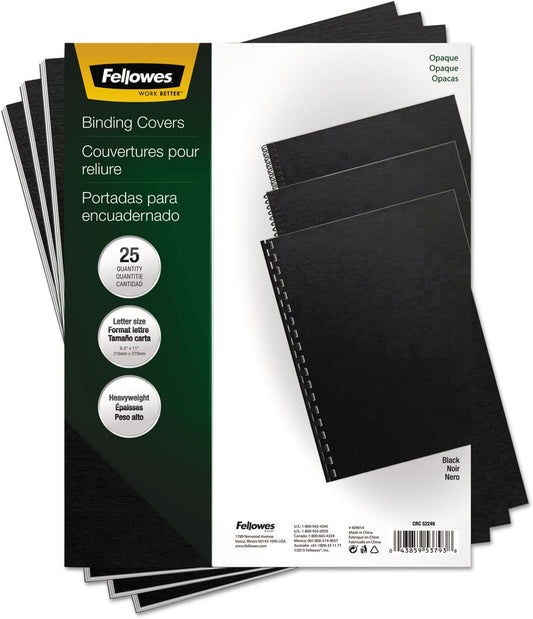 Fellowes Futura Presentation Cover, Letter Size, Black, 25 per Pack (5224901)