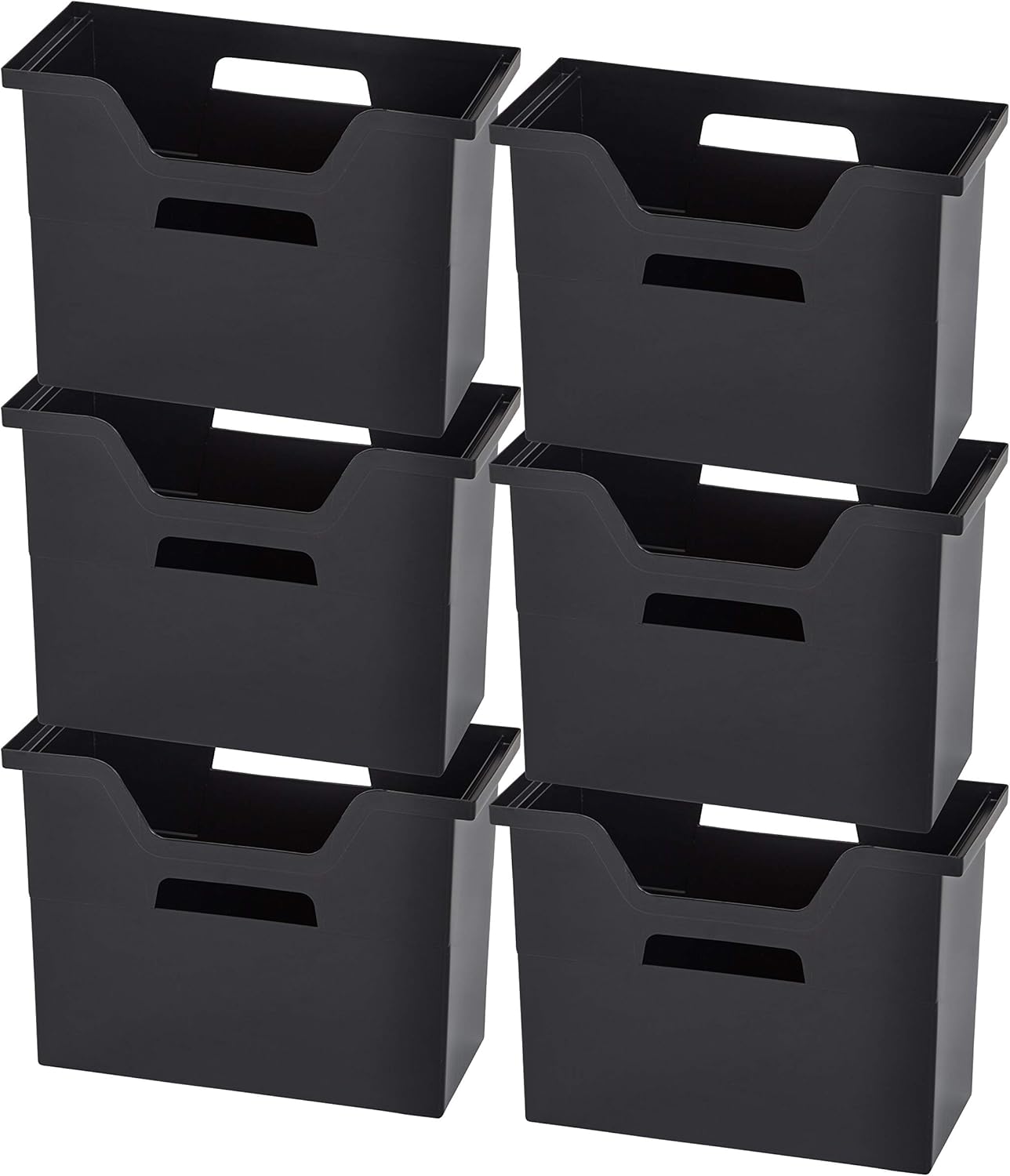 IRIS USA Magazine Holder, Compact File Storage Mini File Organizer for Desk and Home Office, Personal File Organizer for Papers and Magazines, Space-Saving Storage Set 6 Pack, Black