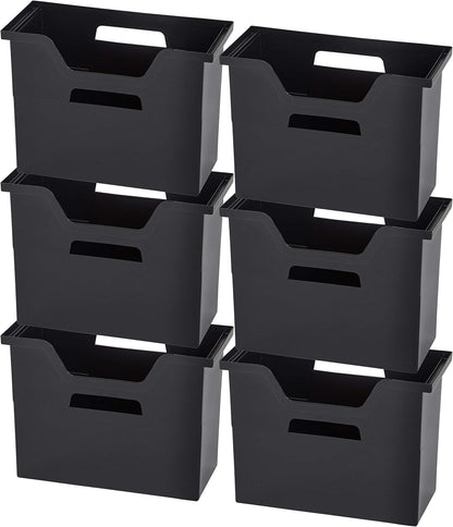 IRIS USA Magazine Holder, Compact File Storage Mini File Organizer for Desk and Home Office, Personal File Organizer for Papers and Magazines, Space-Saving Storage Set 6 Pack, Black