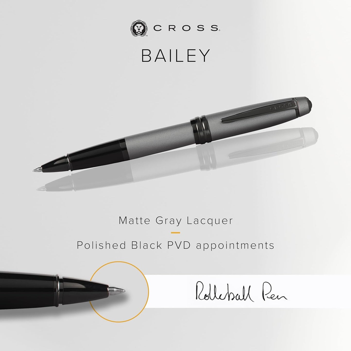 Cross Bailey Matte Red Lacquer Rollerball Pen - Refillable Pen for Smooth Writing - Well-Balanced, Distinctive Design - Easy Handling - Comfortable Grip - Gift-Ready Black Ink