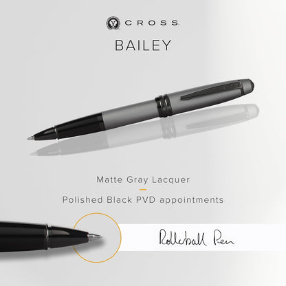 Cross Bailey Matte Red Lacquer Rollerball Pen - Refillable Pen for Smooth Writing - Well-Balanced, Distinctive Design - Easy Handling - Comfortable Grip - Gift-Ready Black Ink