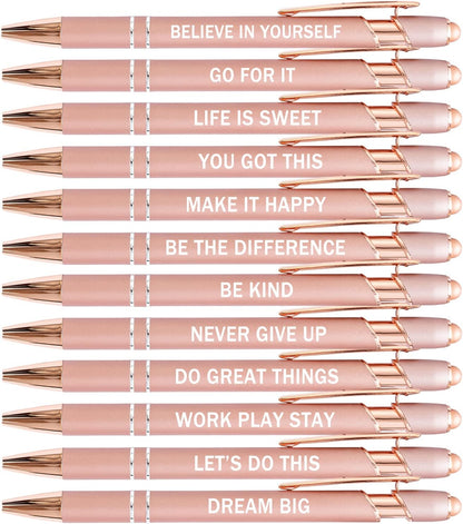 PASISIBICK 3.86 in Blue Ink Refills for Ballpoint Pen with Stylus Tip, Soft Touch Click Pen, 2 in 1 Metal Pens, Medium Point(Pack of 40)