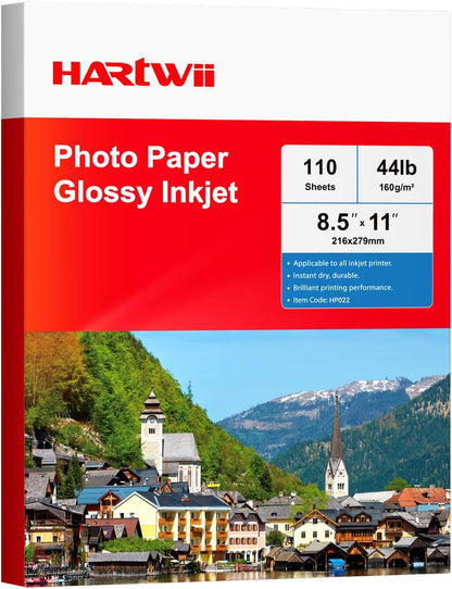220 Sheets Photo Paper Glossy Inkjet 8.5x11 44lb 160Gsm A4 Letter Size Suitable for All Dye Ink Printers for Calendar Menu Brochure Paper Flyers Paper, Cards