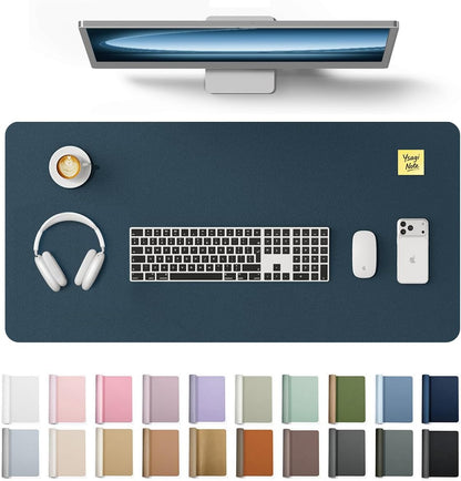 YSAGi Leather Office Desk Pad Protector, Large Mouse Pad, Non-Slip, PU Leather, Laptop Desk Blotter, Waterproof Writing Pad for Office and Home, Black, 23.6" x 13.8" - Colors B