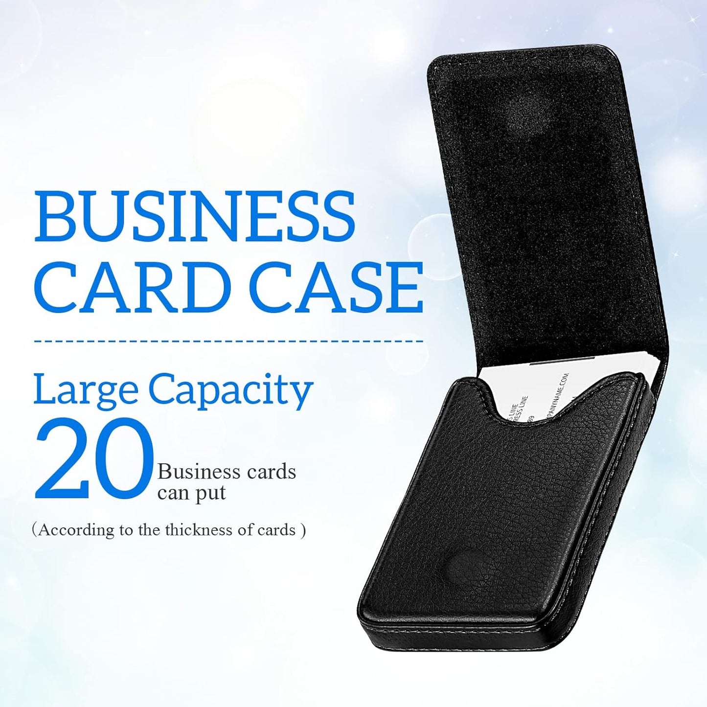 Outus 2 Pieces Business Card Holder, PU Leather Business Card Case Pocket Wallet with Magnetic Shut for Valentines Gift Men Women(Black and Coffee,Classic)