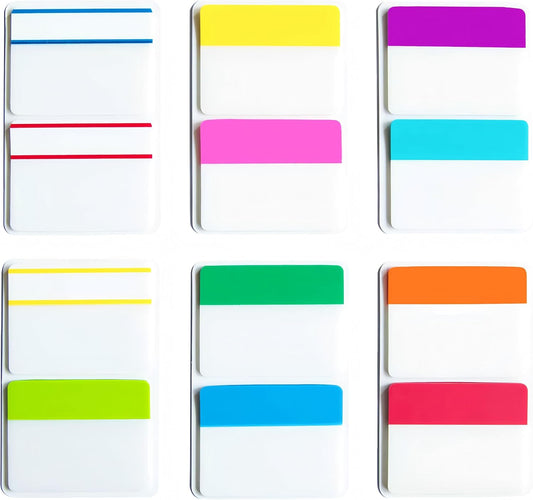 KICNIC 480 Pieces Sticky Tabs 2 Inch Index Tabs, Colored Page Markers Repositionable Tags Reading Tabs Self Adhesive Tape Flags for Books, Binders, Notebook and File Folders, [24 Sets 12 Colors]