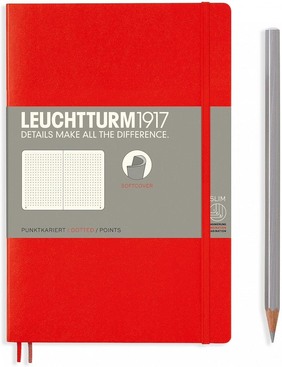 LEUCHTTURM1917 - Notebook Softcover Paperback B6+ - 123 Numbered Pages for Writing and Journaling (Ruled, Rising Sun)