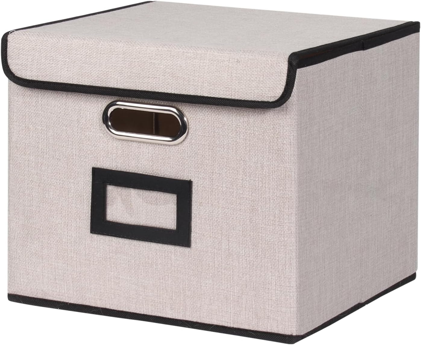 File Storage Box with Lid, 15.55x12.87x10.43 Inches, Foldable Organizer with Handles & Label Slot, for File Storage, Home, Office, and Closet Organization(Pink)